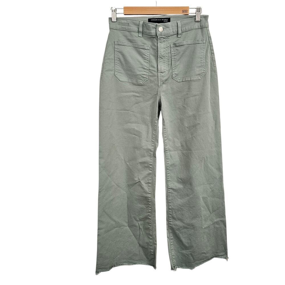 VERONICA BEARD Grant Wide Leg High Rise Pant in Seaglass Size 28